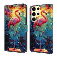 OEM - Samsung Galaxy S26 Ultra Pl&aring;nboksfodral St&auml;llbart M&ouml;nstertryck Konstl&auml;der F&aring;gel