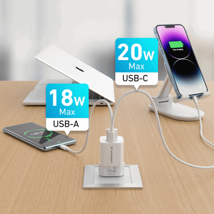 Wozinsky - Wozinsky Väggladdare GaN USB-A/USB-C 33W - Vit