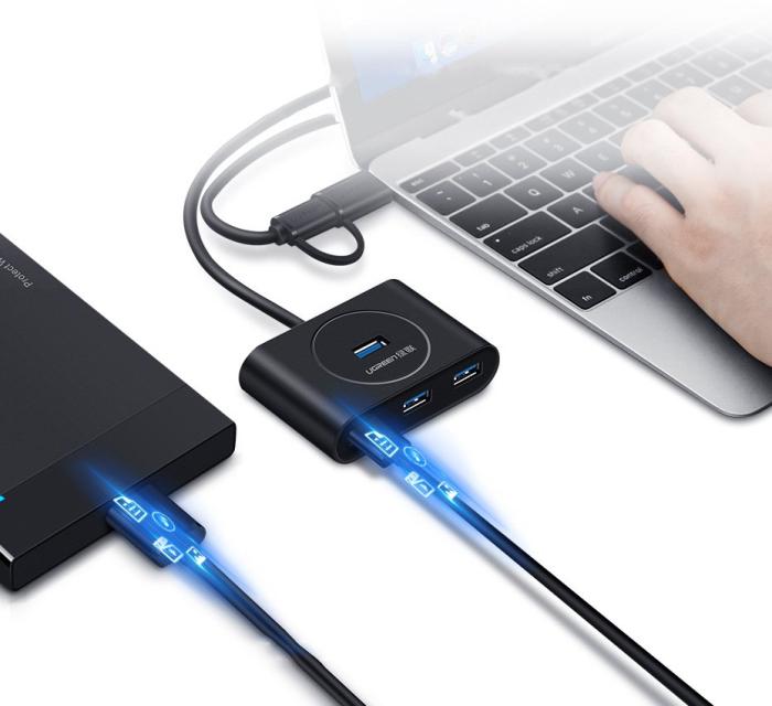 Ugreen - UGreen USB 3.0 Gen 1 HUB 4x USB Svart