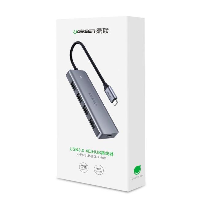 UTGATT1 - UGreen USB 4x USB 3.2 Gen 1 HUB micro USB strömport Grå