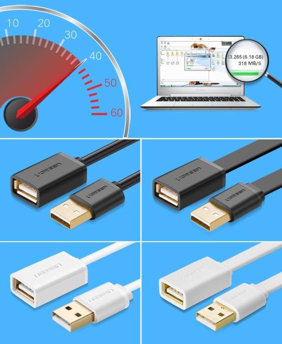 Ugreen - UGreen USB female - USB male Kabel extensionssladd 2m Svart