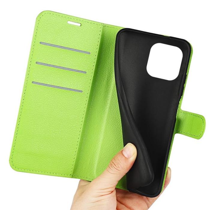OEM - Litchi Flip iPhone 14 Pro Max Plånboksfodral - Grön
