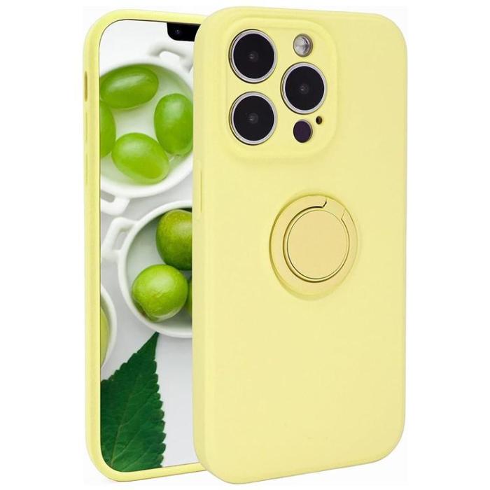OEM - iPhone 15 Pro Max Mobilskal Ringhållare Liquid Silikon - Gul