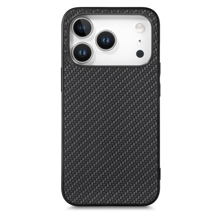 A-One Brand - iPhone 17 Pro Max Mobilskal Carbon Fiber PU Läder - Svart