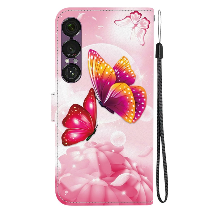 A-One Brand - Sony Xperia 1 VII Plånboksfodral med Lanyard Printing - Rosa