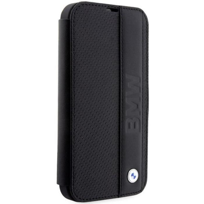 BMW - BMW iPhone 14 Pro Plånboksfodral Läder Textured & Stripes