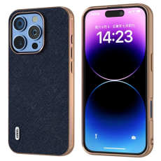 ABEEL - Abeel iPhone 16 Pro Mobilskal Äkta Läder Cross Texture - Blå