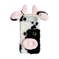 A-One Brand - iPhone Air Mobilskal Fluffy Cute Cow Plush TPU - Svart