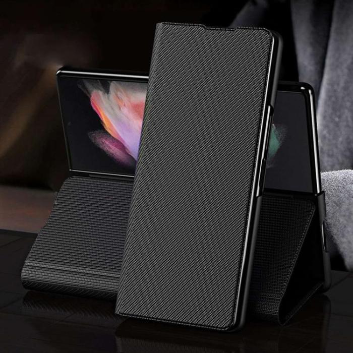 A-One Brand - Galaxy Z Fold 4 Fodral Kevlar Texture Folio Flip - Svart