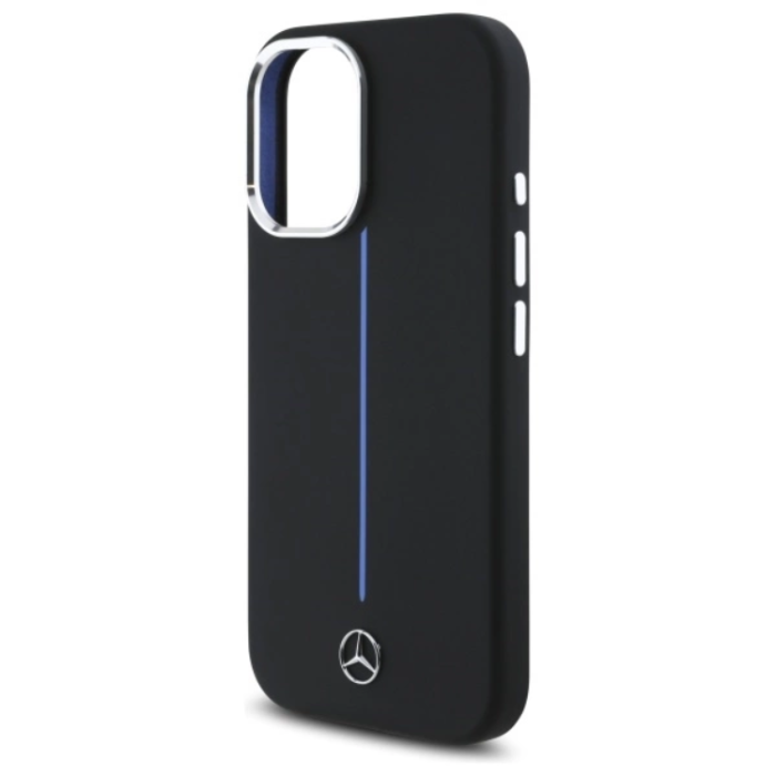 Mercedes - Mercedes iPhone 16 Mobilskal MagSafe Silikon Blå Stripe - Svart
