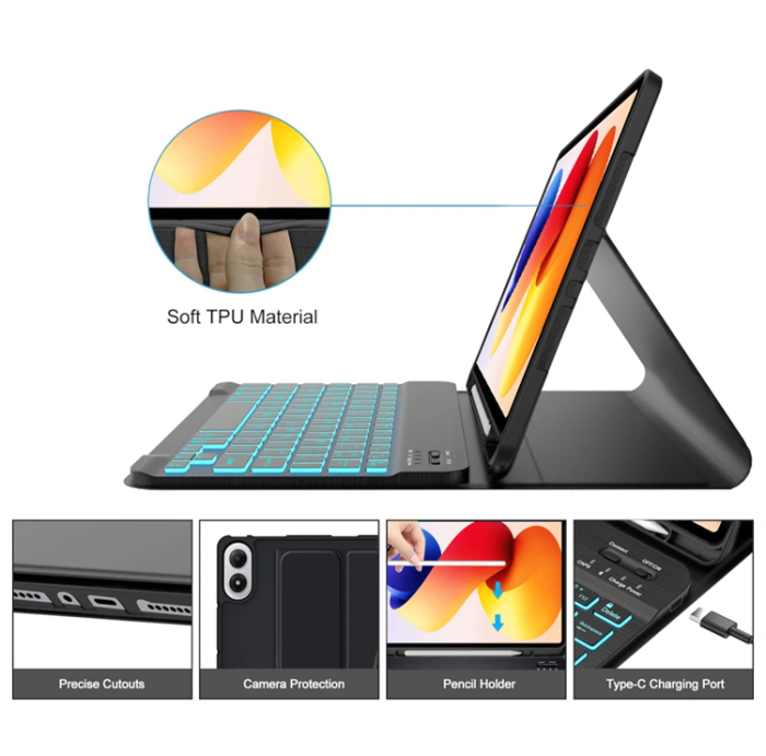 Tech-Protect - Tech-Protect Xiaomi Redmi Pad 2 Pro Fodral med Tangentbord - Svart