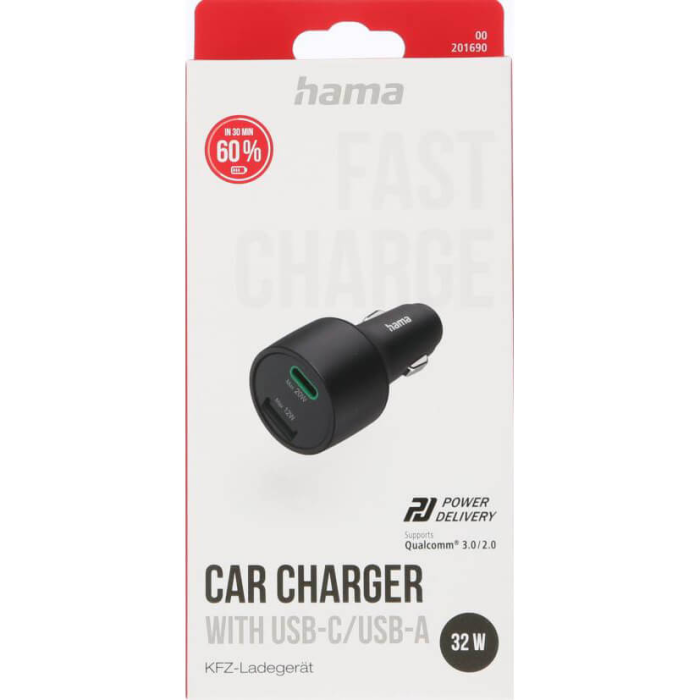 UTGATT - Hama Billaddare USB-C USB-A PD/Qualcomm 32W