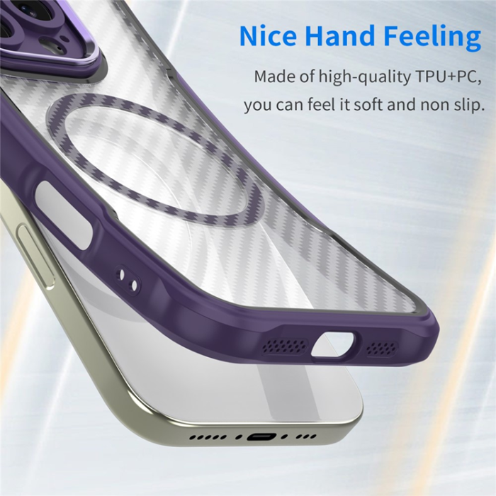 A-One Brand - iPhone 17 Air Mobilskal MagSafe Carbon Fiber - Lila
