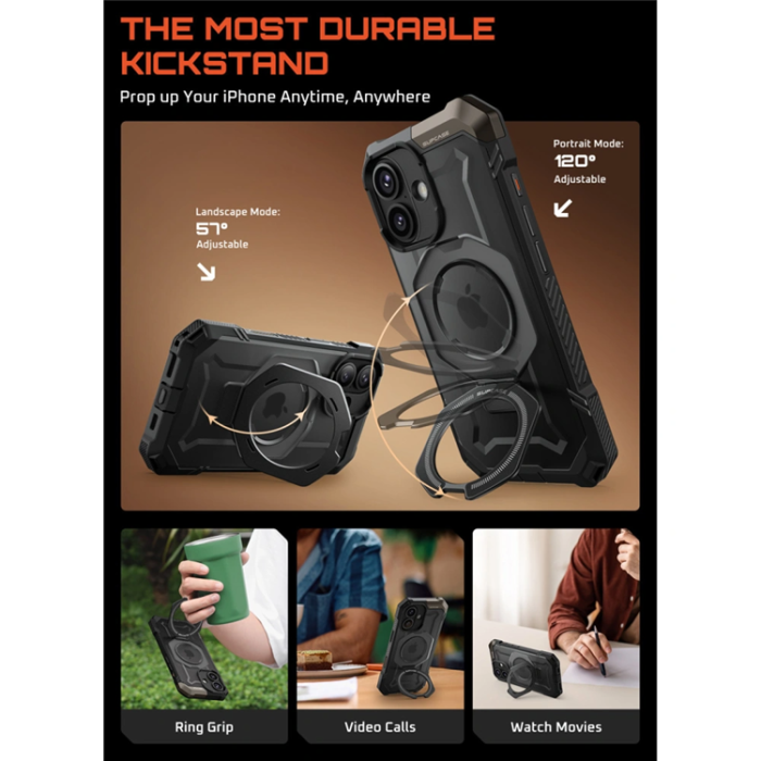 SupCase - Supcase iPhone 17 Mobilskal Magsafe Kickstand UB Grip - Svart