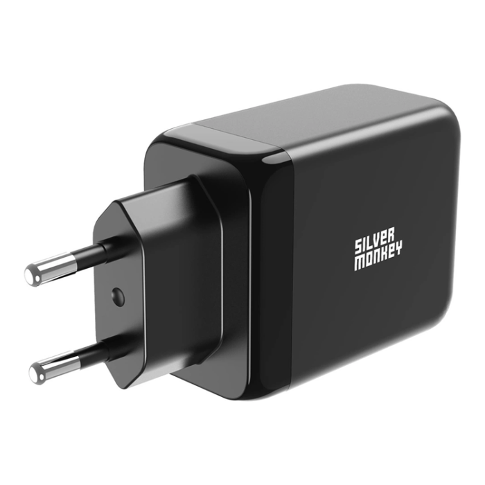 Silver Monkey - Silver Monkey GaN 65W Väggladdare 2x USB-C PD 1x USB-A QC 3.0