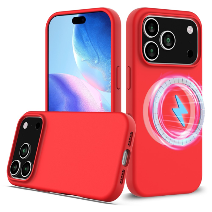 A-One Brand - iPhone 17 Pro Max Mobilskal MagSafe Silikon Anti-Drop - Röd