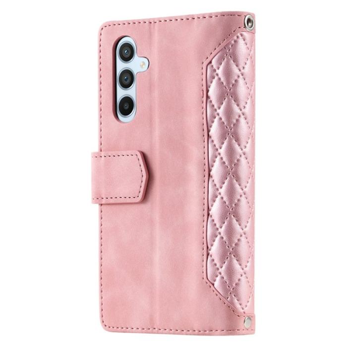 OEM - Samsung Galaxy S26 Plånboksfodral Rhombus Stitching Line Konstläder - Roséguld