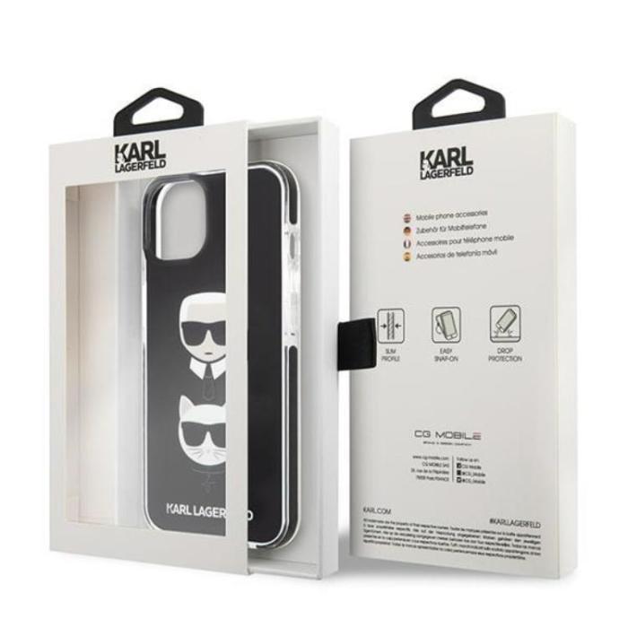 KARL LAGERFELD - Karl Lagerfeld iPhone 13 mini Skal Karl & Choupette Head - Svart