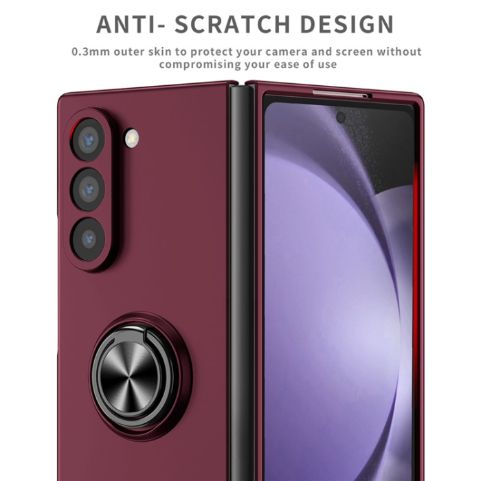 A-One Brand - Galaxy Z Fold7 5G Mobilskal Rotatable Ring Kickstand - Vinröd