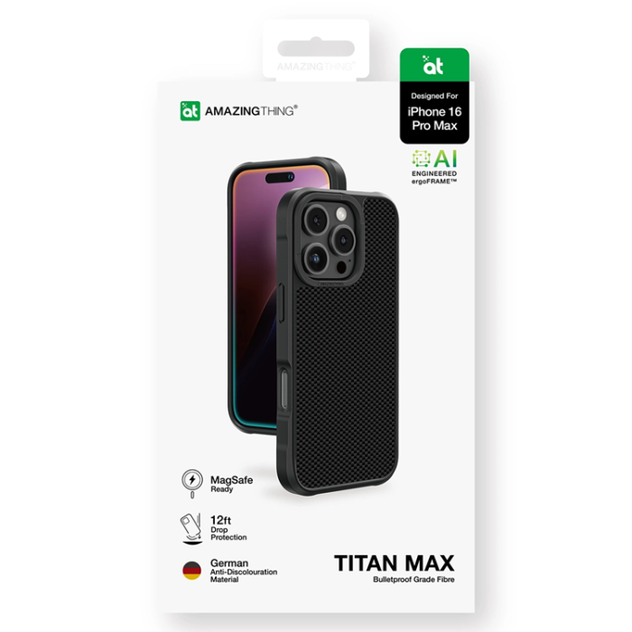 AmazingThing - AmazingThing iPhone 16 Pro Max Mobilskal Titan Max - Svart