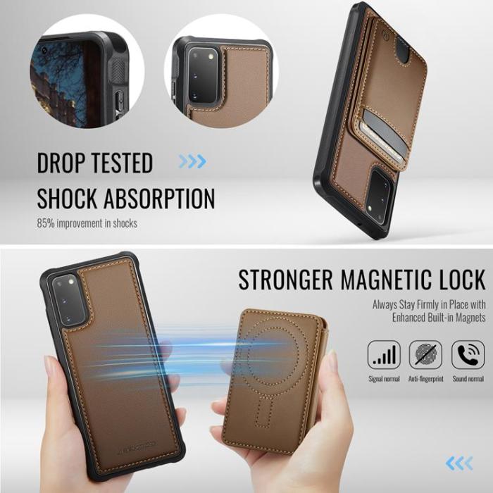 OEM - JEEHOOD Mobilskal till Samsung Galaxy S20 5G Konstläder - Brun