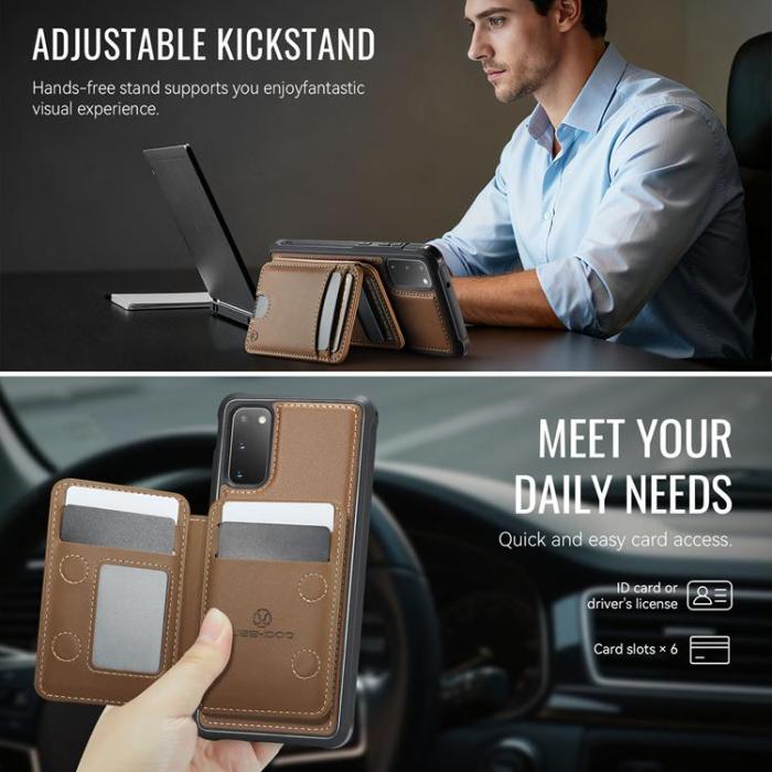 OEM - JEEHOOD Mobilskal till Samsung Galaxy S20 5G Konstläder - Brun