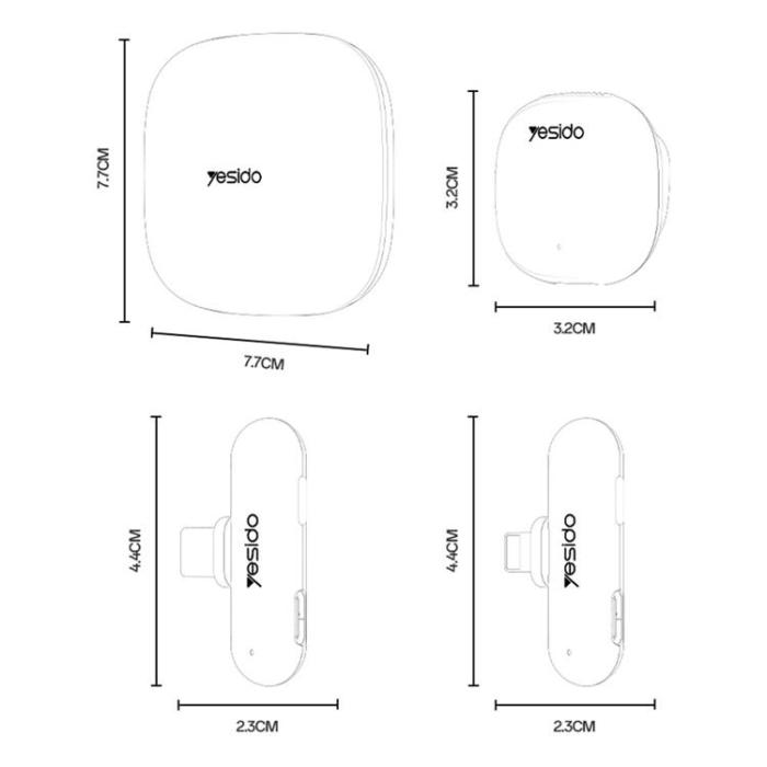 Yesido - YESIDO Trådlös Lavaliermikrofon Typ C-Kontakt AI-Brusreducerande KR21