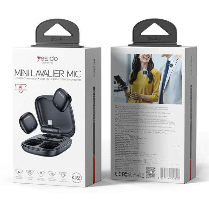 Yesido - YESIDO Trådlös Lavaliermikrofon Typ C-Kontakt AI-Brusreducerande KR21