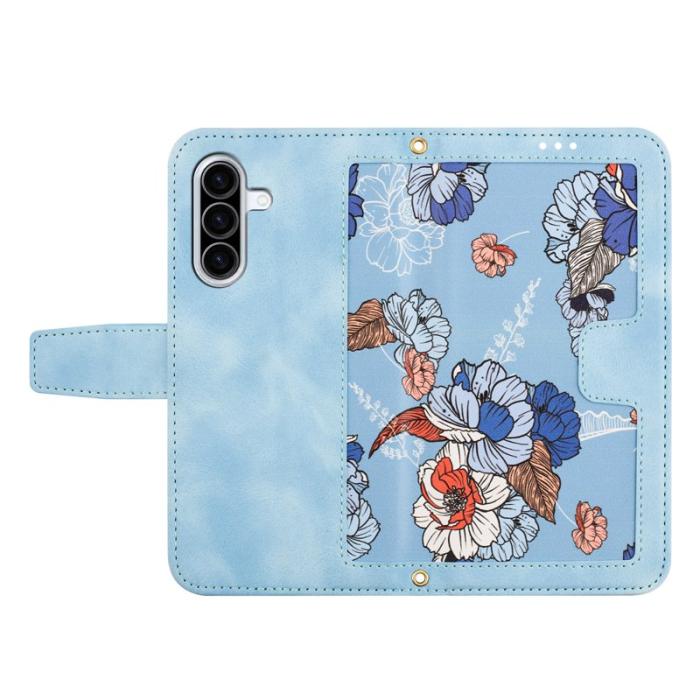 OEM - Samsung Galaxy A57 Fodral KonstLäder Blommönster - Blå