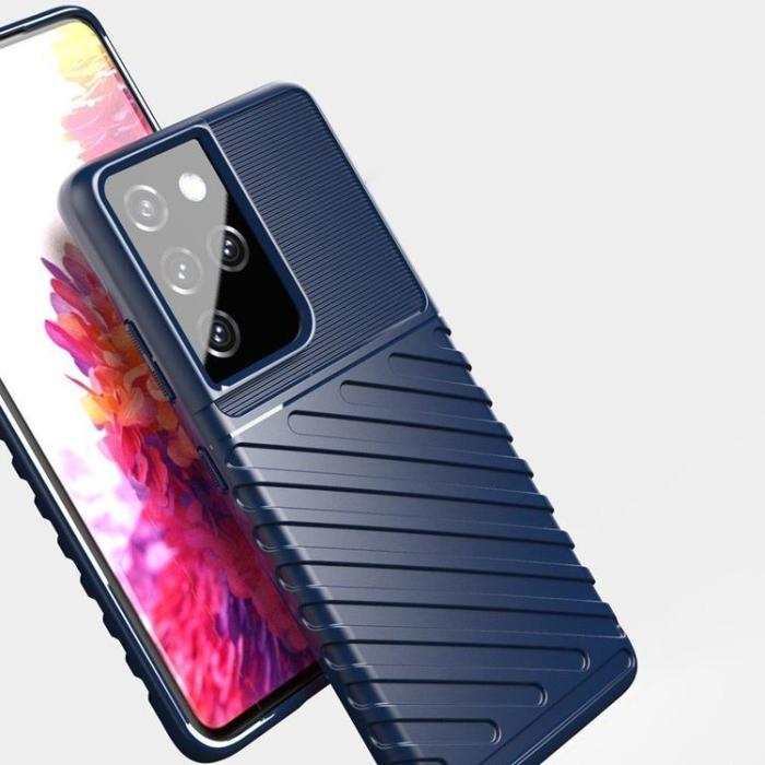 OEM - Thunder Flexibel Armored Skal Galaxy S22 Ultra - Blå