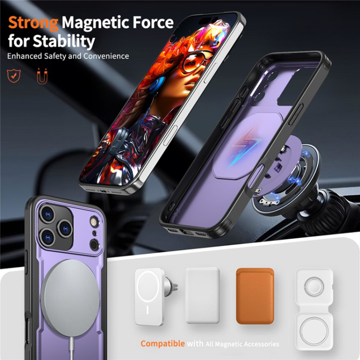A-One Brand - iPhone 17 Pro Mobilskal MagSafe TPU+PC Kickstand - Lila