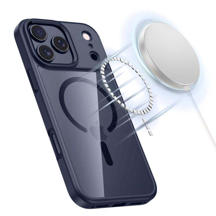 Tech-Protect - Tech-Protect iPhone 17 Pro Max Mobilskal Magsafe Matte - Mörkblå/Clear