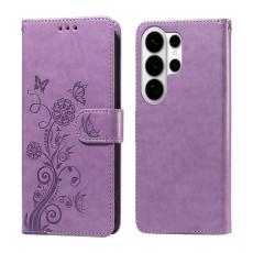 OEM - Samsung Galaxy S26 Ultra Pl&aring;nboksfodral Konstl&auml;der Blomtryck St&auml;ll - Lila