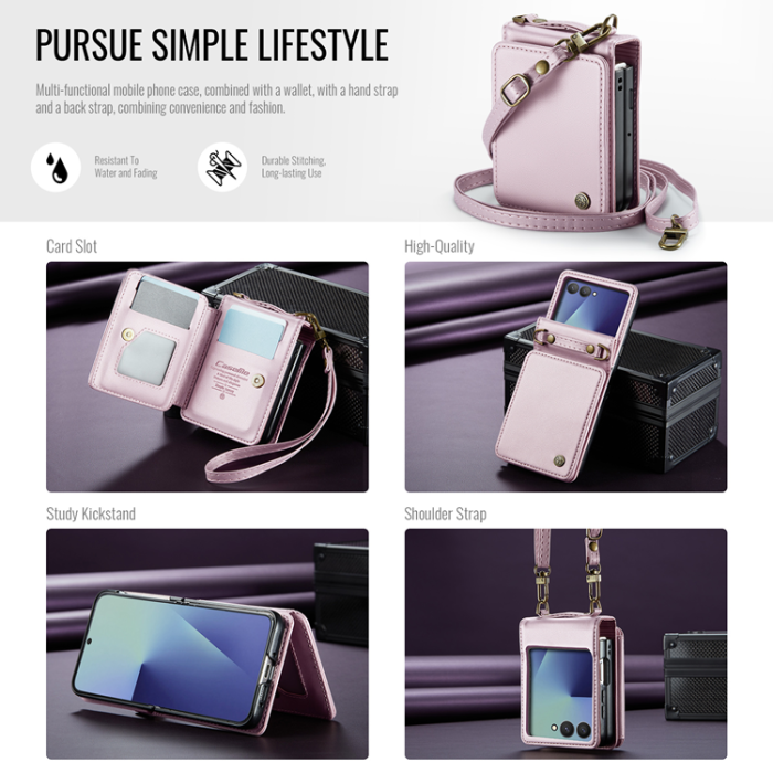 Caseme - CASEME Galaxy Z Flip 7 Plånboksfodral RFID Blocking C22 - Rosa
