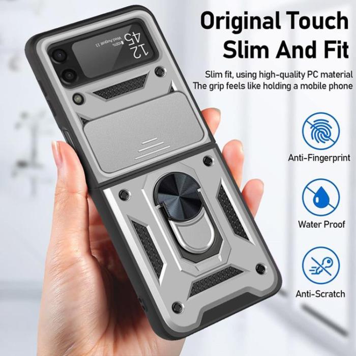 A-One Brand - Galaxy Z Flip 4 Skal Ringhållare Kickstand - Silver
