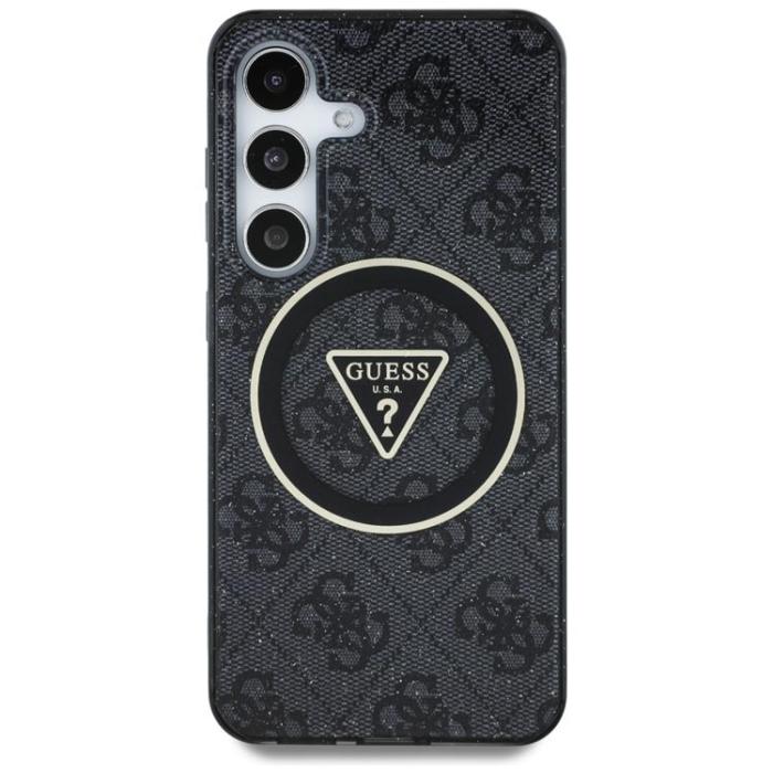 Guess - Guess Galaxy S25 Mobilskal MagSafe 4G Glitter Triangle Buttons - Svart