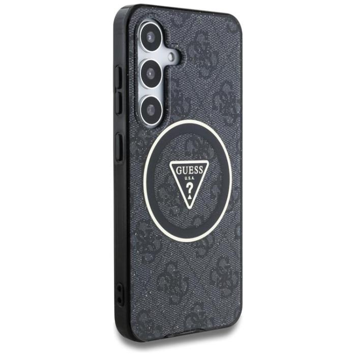 Guess - Guess Galaxy S25 Mobilskal MagSafe 4G Glitter Triangle Buttons - Svart