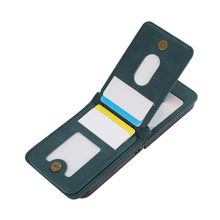 A-One Brand - Galaxy Z Flip7 Plånboksfodral Kickstand med Axelrem - Grön