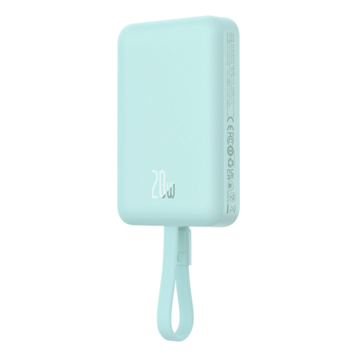 BASEUS - Baseus Magsafe Powerbank 10000mAh 20W Med Built-in Lightning Kabel - Blå