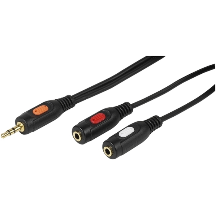 UTGATT1 - Vivanco Audio Adapter 1×3,5mm hane 2×3,5mm hona 0,2m - Svart