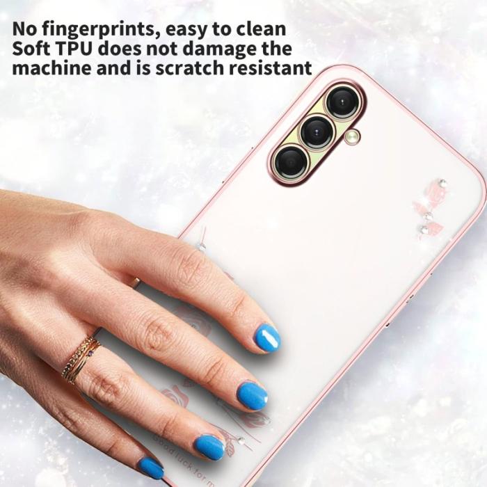 KADEM - KADEM Mobilskal till Samsung Galaxy S26 / S26 Pro Blommor Rhinsten TPU Roséguld