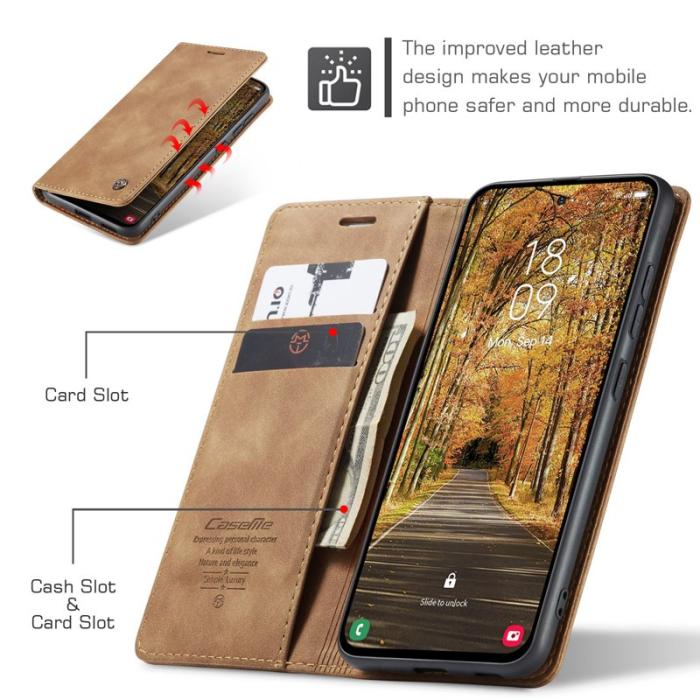 Caseme - CASEME 013 Plånboksfodral för Samsung Galaxy S25 Edge - Brun