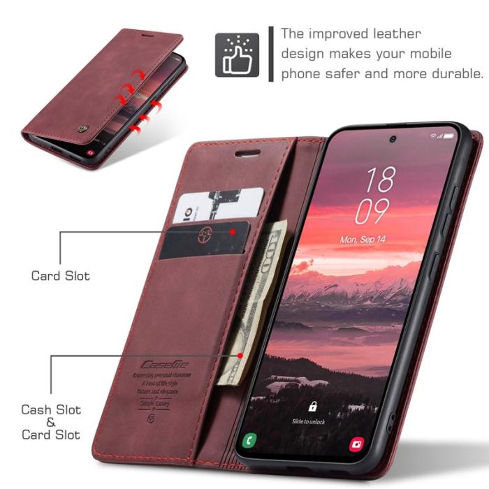 Caseme - CASEME 013 Plånboksfodral för Samsung Galaxy S25 Edge - Röd