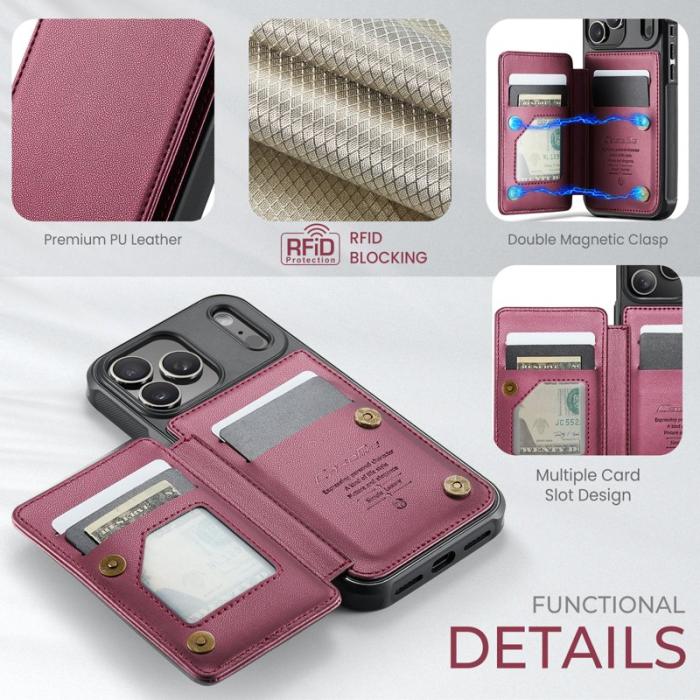 Caseme - CASEME C22 iPhone 17 Pro Fodral med RFID-Skydd Röd