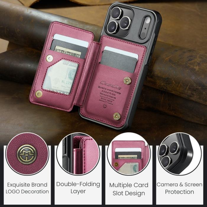 Caseme - CASEME C22 iPhone 17 Pro Fodral med RFID-Skydd Röd