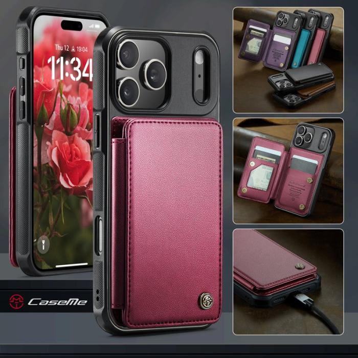 Caseme - CASEME C22 iPhone 17 Pro Fodral med RFID-Skydd Röd