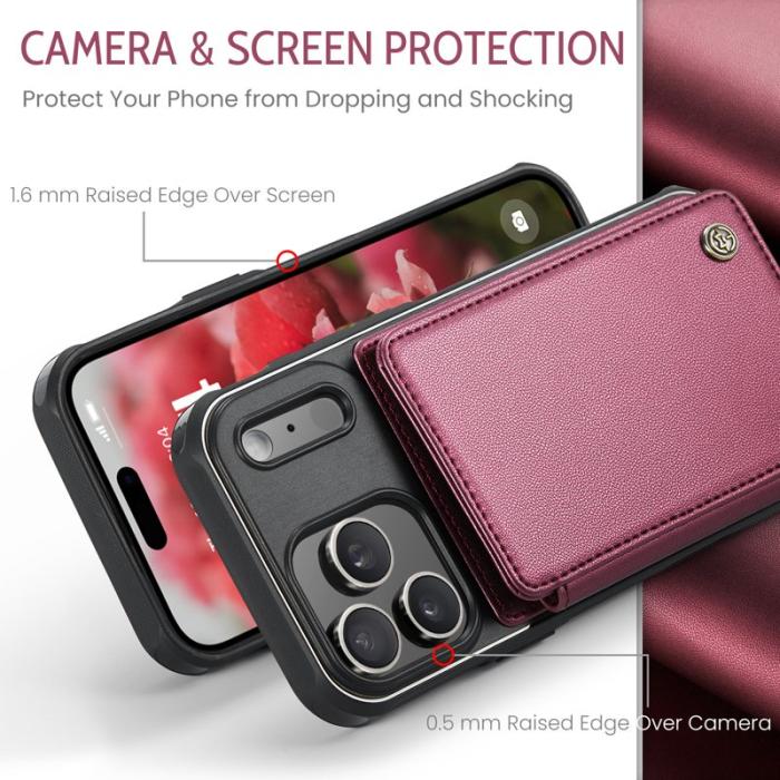 Caseme - CASEME C22 iPhone 17 Pro Fodral med RFID-Skydd Röd