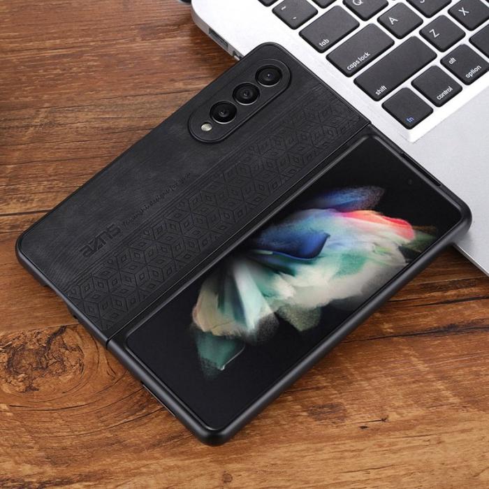 AZNS - AZNS Samsung Galaxy Z Fold3 5G Fodral - KonstLäder - Svart