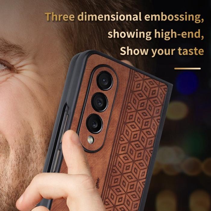 AZNS - AZNS Samsung Galaxy Z Fold3 5G Fodral - KonstLäder - Svart