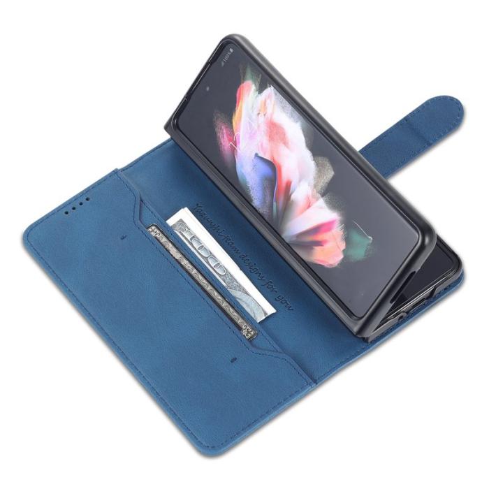 AZNS - AZNS Samsung Galaxy Z Fold3 Plånboksfodral Konstläder - Blå